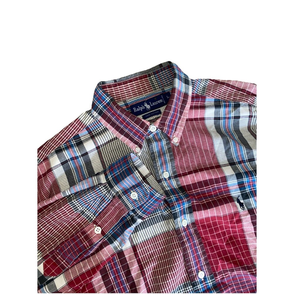 Ralph Lauren Classic Fit Men's L Multicolor Plaid Long Sleeve Button Down Shirt